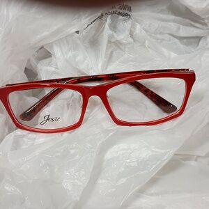 Josie Designer Red frame Clear Lenses 1 sz  nwot $49+Free sunglasses Item is new